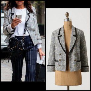 Anthropologie Cropped Tweed Jacket Today's Special Blazer By Coquille sz 10